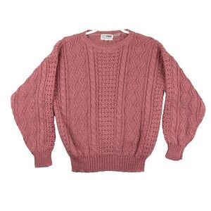 Vintage Sweater Size Small Solid Rose Dusty Pink Retro 80s 90s Knit Acrylic